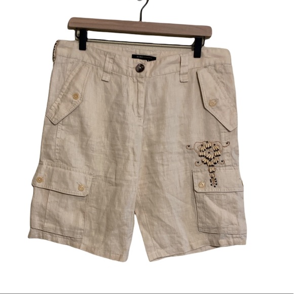 BCBGMAXAZRIA Beaded Linen Fabia Cargo Shorts - Picture 1 of 11